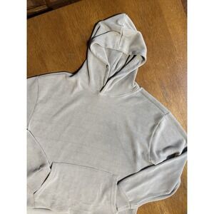 NEGATIVE SPACE Men's Ribbed Textured Pullover Hoodie Beige Medium Sweatshirt